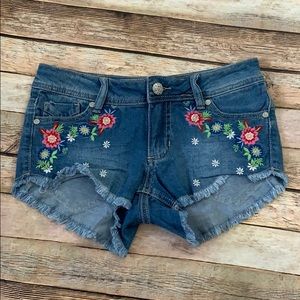 Rue 21 Embroidered Flower Denim Shorts
